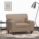 vidaXL Canapea de o persoană, cappuccino, 60 cm, piele ecologică vidaXL Canapea de o persoană, cappuccino, 60 cm, piele ecologică