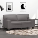 vidaXL Canapea cu 2 locuri, gri, 120 cm, piele ecologică vidaXL Canapea cu 2 locuri, gri, 120 cm, piele ecologică