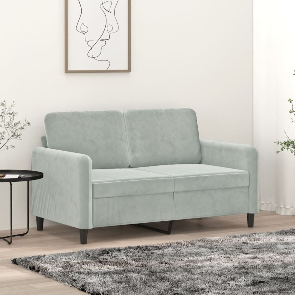 vidaXL Canapea cu 2 locuri, gri deschis, 120 cm, catifea