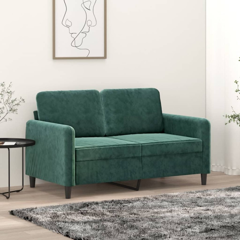vidaXL Canapea cu 2 locuri, verde închis, 120 cm, catifea