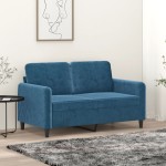vidaXL Canapea cu 2 locuri, albastru, 120 cm, catifea vidaXL Canapea cu 2 locuri, albastru, 120 cm, catifea