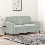vidaXL Canapea cu 2 locuri, gri deschis, 140 cm, catifea vidaXL Canapea cu 2 locuri, gri deschis, 140 cm, catifea