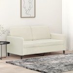 vidaXL Canapea cu 2 locuri, crem, 140 cm, catifea vidaXL Canapea cu 2 locuri, crem, 140 cm, catifea
