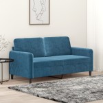 vidaXL Canapea cu 2 locuri, albastru, 140 cm, catifea vidaXL Canapea cu 2 locuri, albastru, 140 cm, catifea