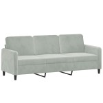 vidaXL Canapea cu 3 locuri, gri deschis, material 180CM catifea vidaXL Canapea cu 3 locuri, gri deschis, material 180CM catifea
