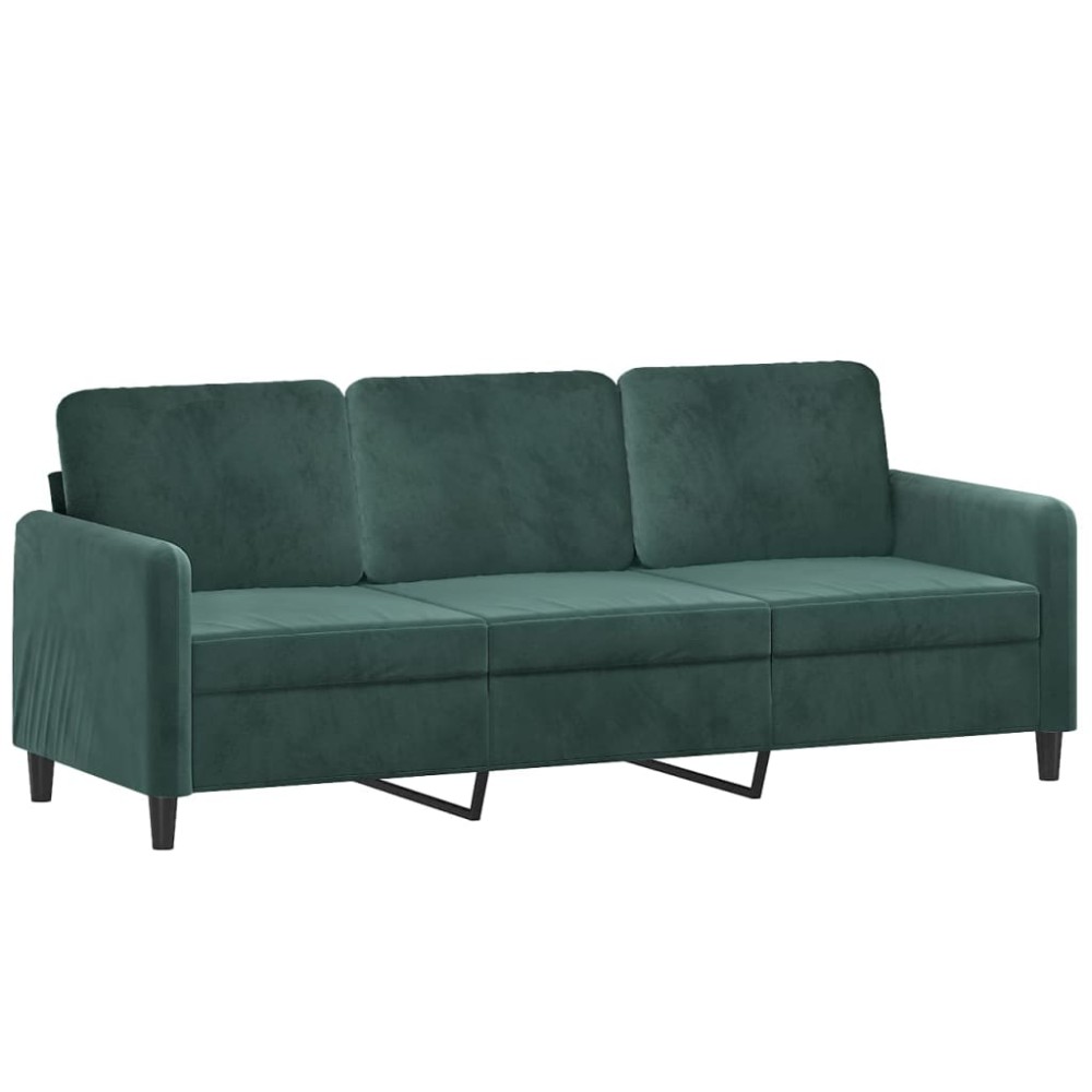 vidaXL Canapea cu 3 locuri, verde închis, 180 cm, catifea