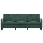 vidaXL Canapea cu 3 locuri, verde închis, 180 cm, catifea