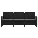 vidaXL Canapea cu 3 locuri, Negru, 180 cm, catifea