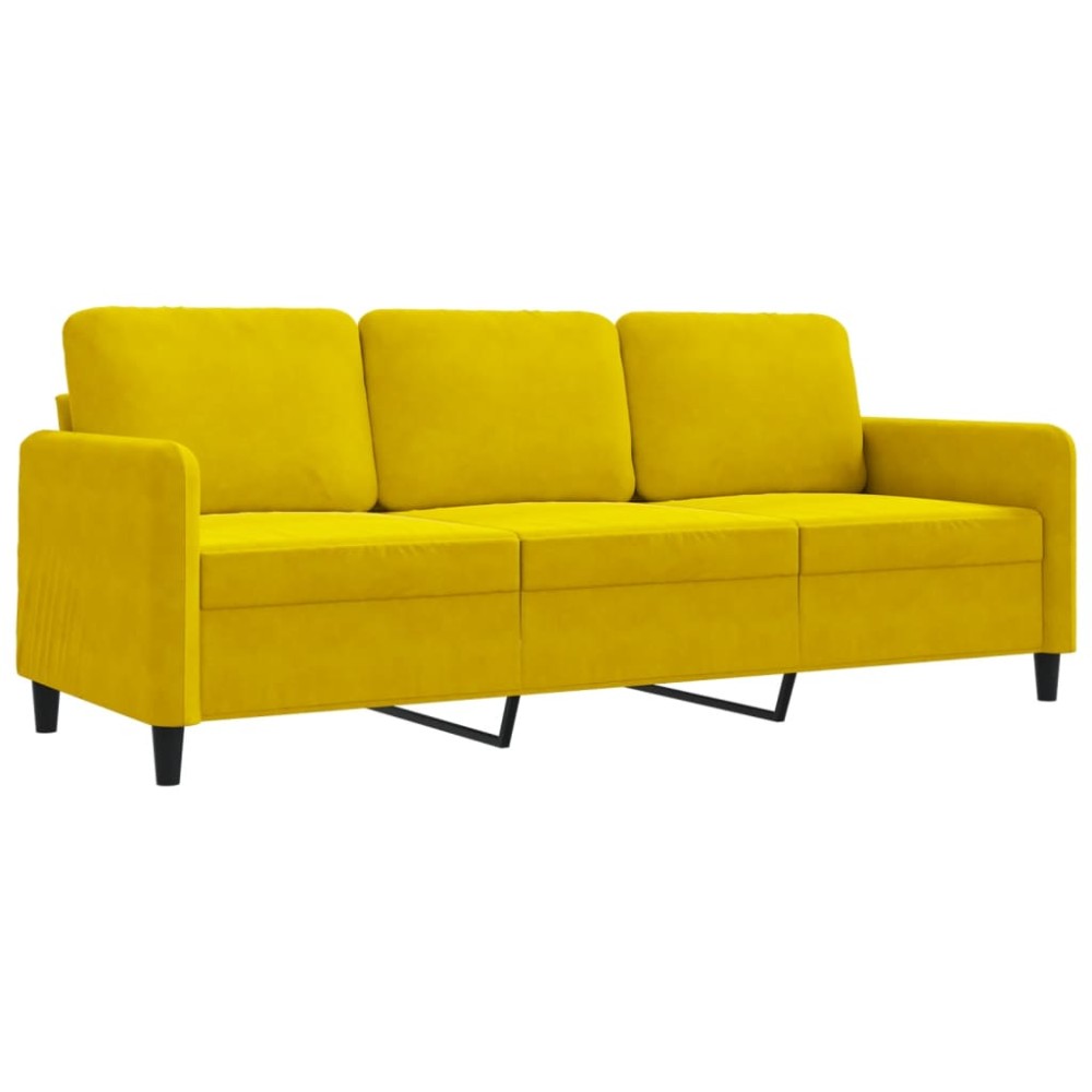 vidaXL Canapea cu 3 locuri, galben, 180 cm, catifea