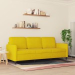 vidaXL Canapea cu 3 locuri, galben, 180 cm, catifea vidaXL Canapea cu 3 locuri, galben, 180 cm, catifea