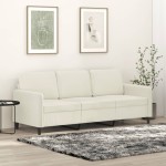 vidaXL Canapea cu 3 locuri, crem, 180 cm, catifea vidaXL Canapea cu 3 locuri, crem, 180 cm, catifea