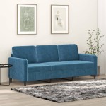 vidaXL Canapea cu 3 locuri, albastru, 180 cm, catifea vidaXL Canapea cu 3 locuri, albastru, 180 cm, catifea