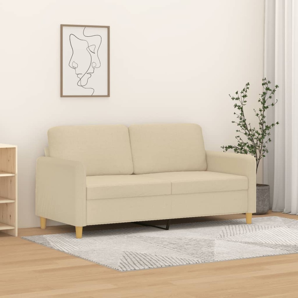 vidaXL Canapea cu 2 locuri, crem, 140 cm, material textil