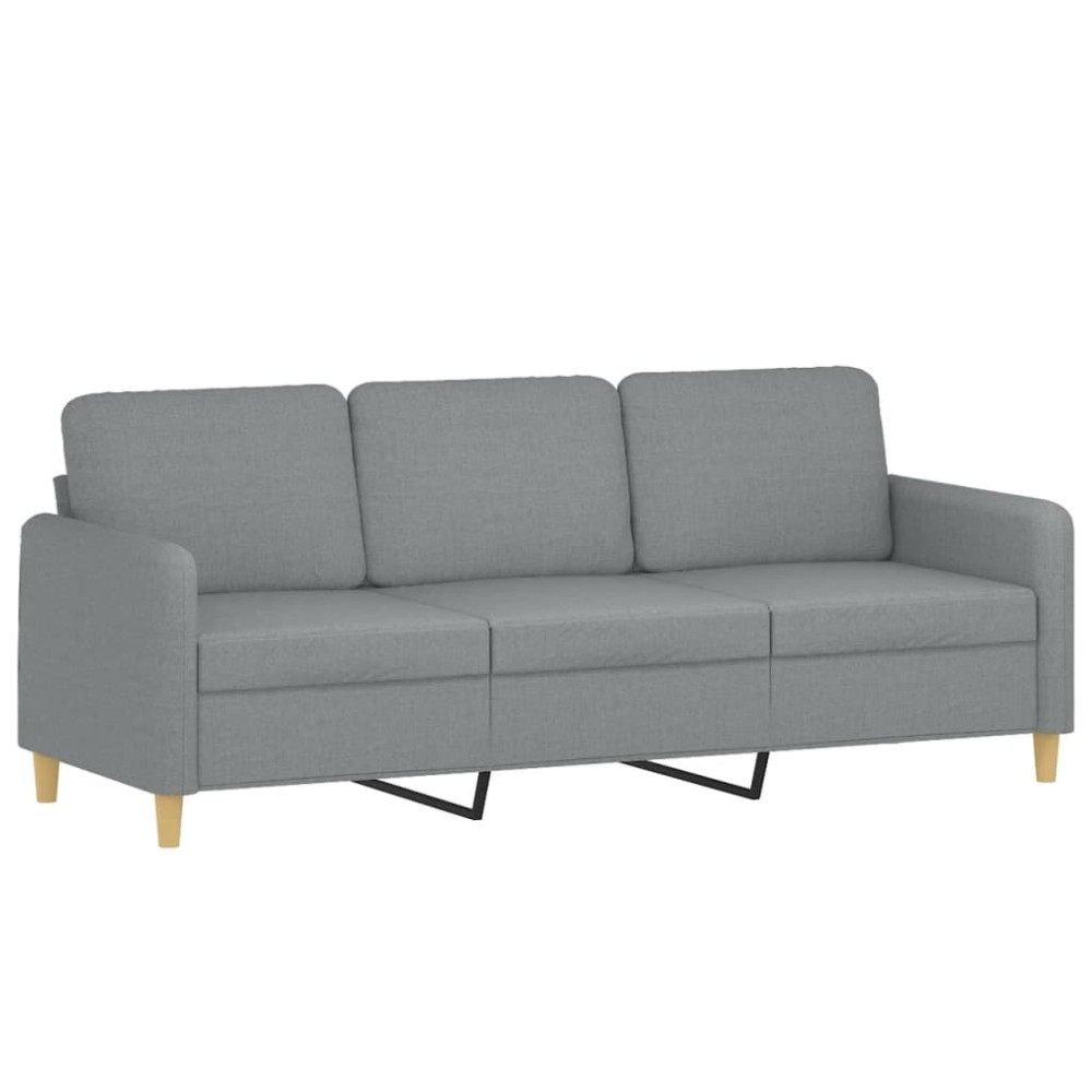 vidaXL Canapea cu 3 locuri, gri deschis, material 180CM textil