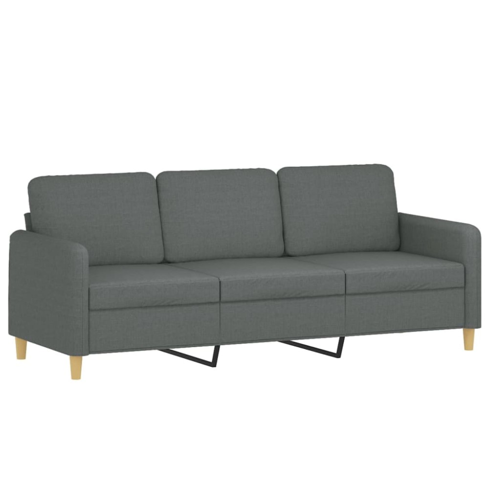 vidaXL Canapea cu 3 locuri, gri închis, 180 cm, material textil