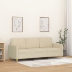 vidaXL Canapea cu 3 locuri, crem, 180 cm, material textil vidaXL Canapea cu 3 locuri, crem, 180 cm, material textil