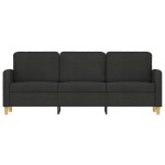 vidaXL Canapea cu 3 locuri, negru, 180 cm, material textil
