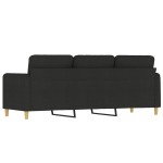 vidaXL Canapea cu 3 locuri, negru, 180 cm, material textil