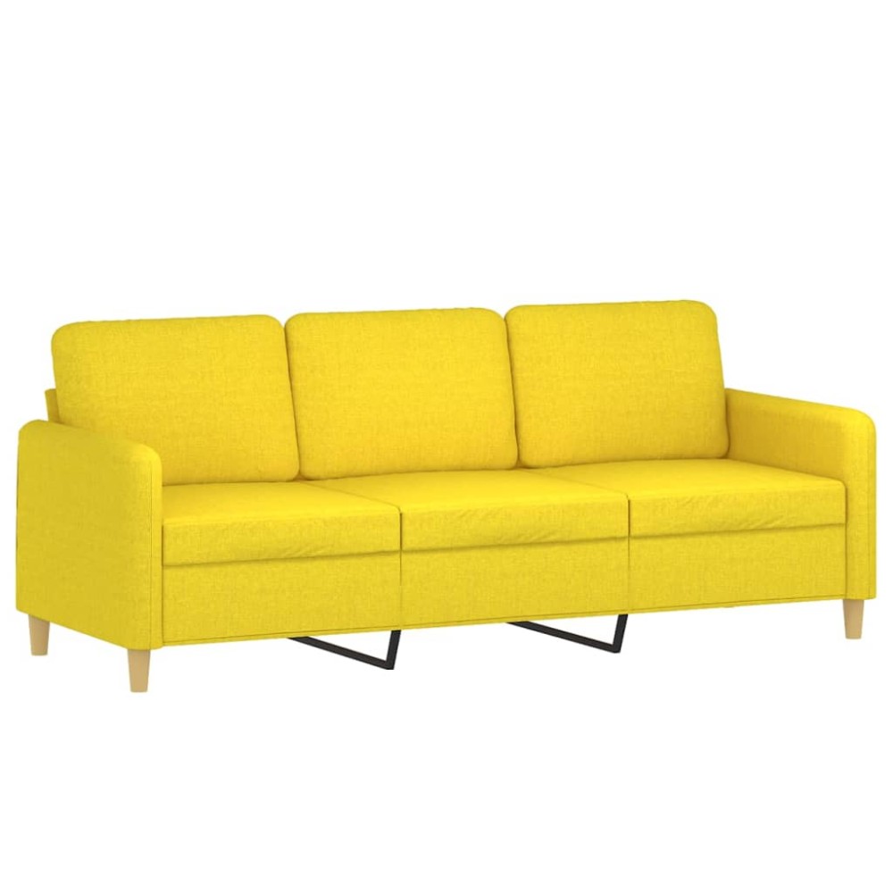 vidaXL Canapea cu 3 locuri, galben deschis, 180 cm, material textil