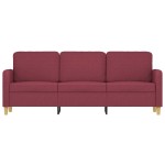 vidaXL Canapea cu 3 locuri, roșu vin, 180 cm, material textil