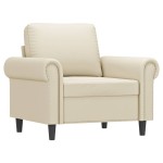 vidaXL Canapea de o persoană, crem, 60 cm, piele ecologică vidaXL Canapea de o persoană, crem, 60 cm, piele ecologică