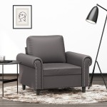 vidaXL Canapea de o persoană, gri, 60 cm, piele ecologică vidaXL Canapea de o persoană, gri, 60 cm, piele ecologică