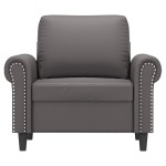 vidaXL Canapea de o persoană, gri, 60 cm, piele ecologică vidaXL Canapea de o persoană, gri, 60 cm, piele ecologică