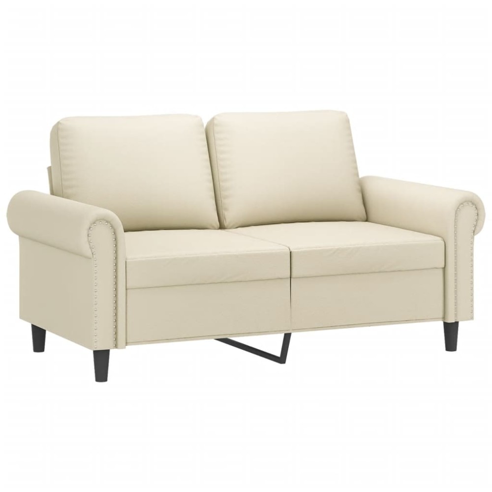 vidaXL Canapea cu 2 locuri, crem, 120 cm, piele ecologică