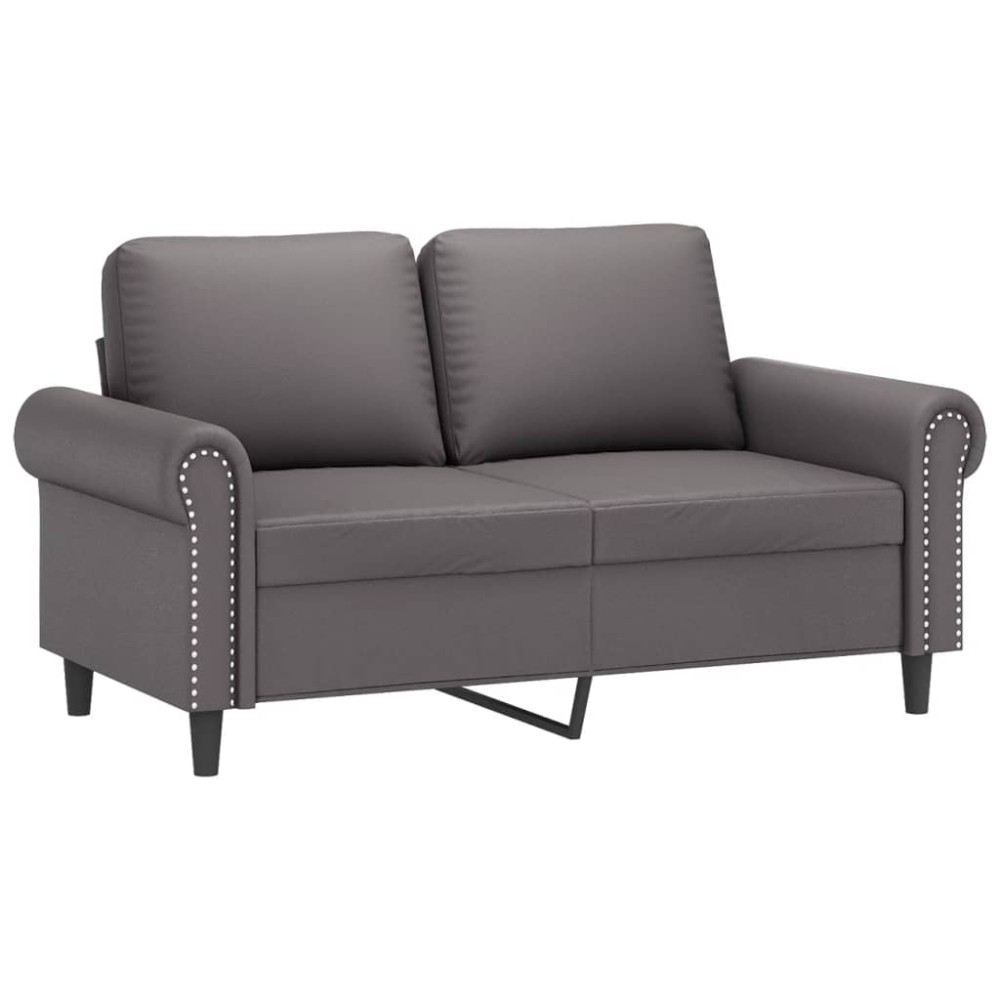 vidaXL Canapea cu 2 locuri, gri, 120 cm, piele ecologică