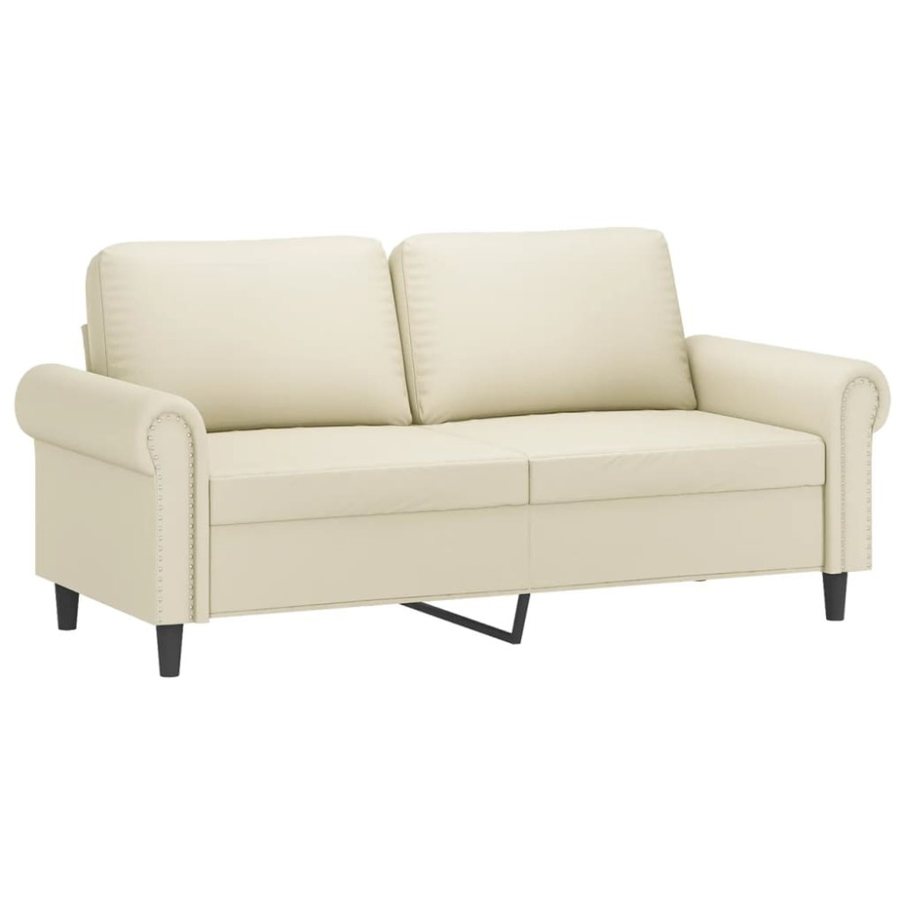 vidaXL Canapea cu 2 locuri, crem, 140 cm, piele ecologică