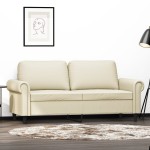 vidaXL Canapea cu 2 locuri, crem, 140 cm, piele ecologică vidaXL Canapea cu 2 locuri, crem, 140 cm, piele ecologică
