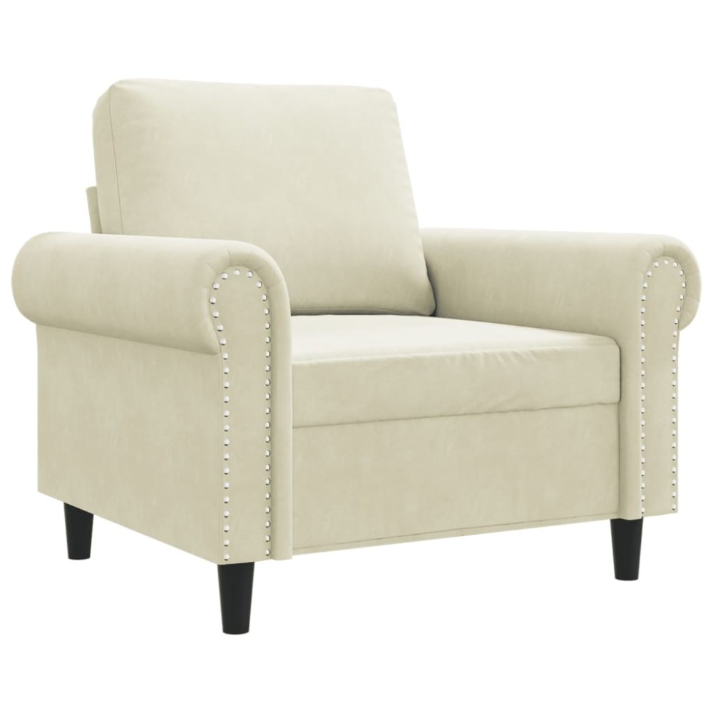 vidaXL Canapea de o persoană, crem, 60 cm, catifea