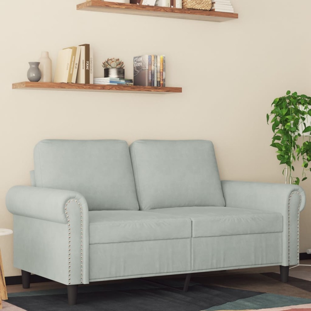 vidaXL Canapea cu 2 locuri, gri deschis, 120 cm, catifea