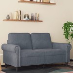 vidaXL Canapea cu 2 locuri, gri închis, 120 cm, catifea vidaXL Canapea cu 2 locuri, gri închis, 120 cm, catifea