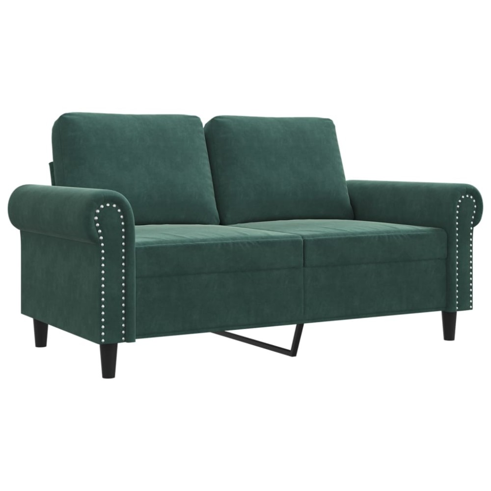 vidaXL Canapea cu 2 locuri, verde închis, 120 cm, catifea