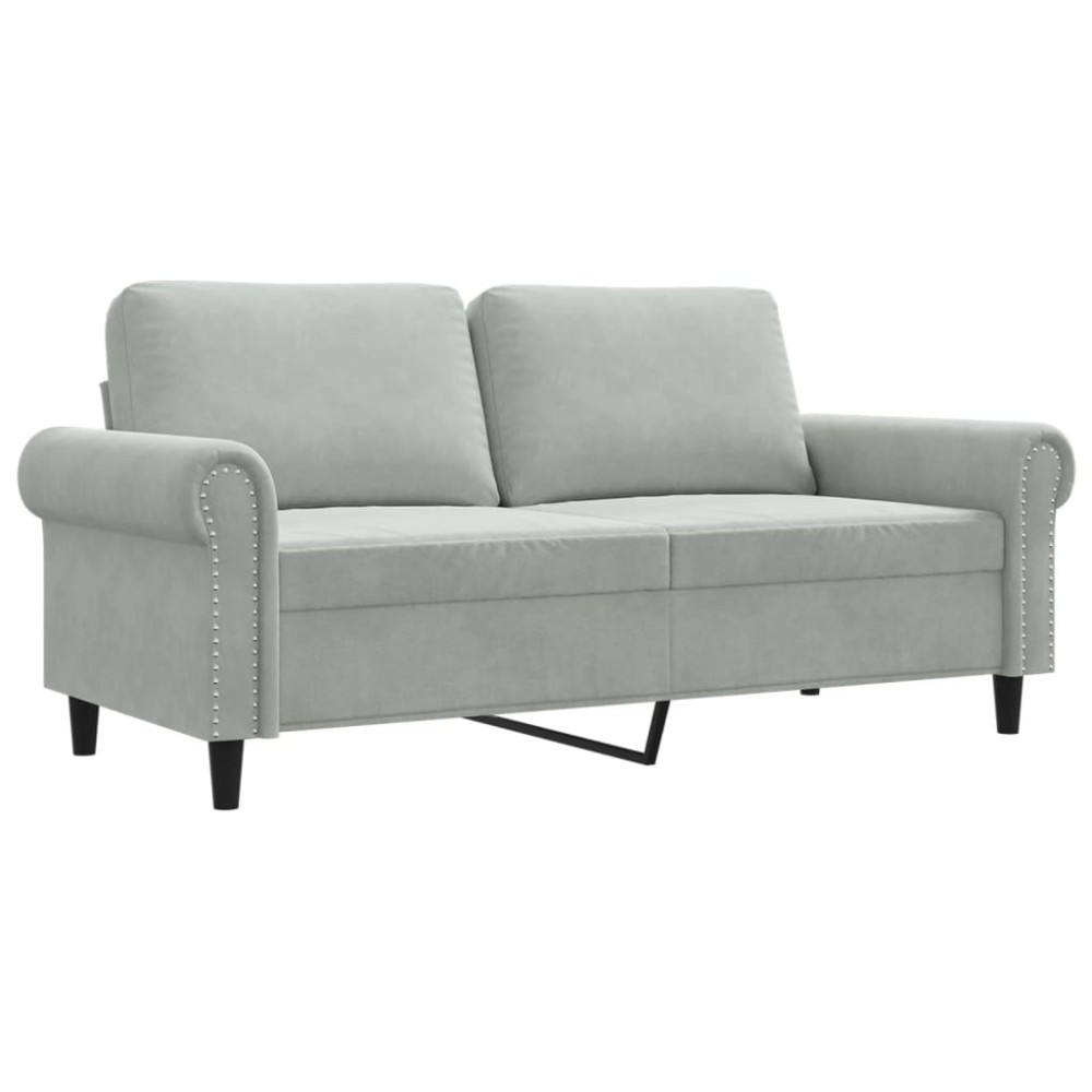 vidaXL Canapea cu 2 locuri, gri deschis, 140 cm, catifea