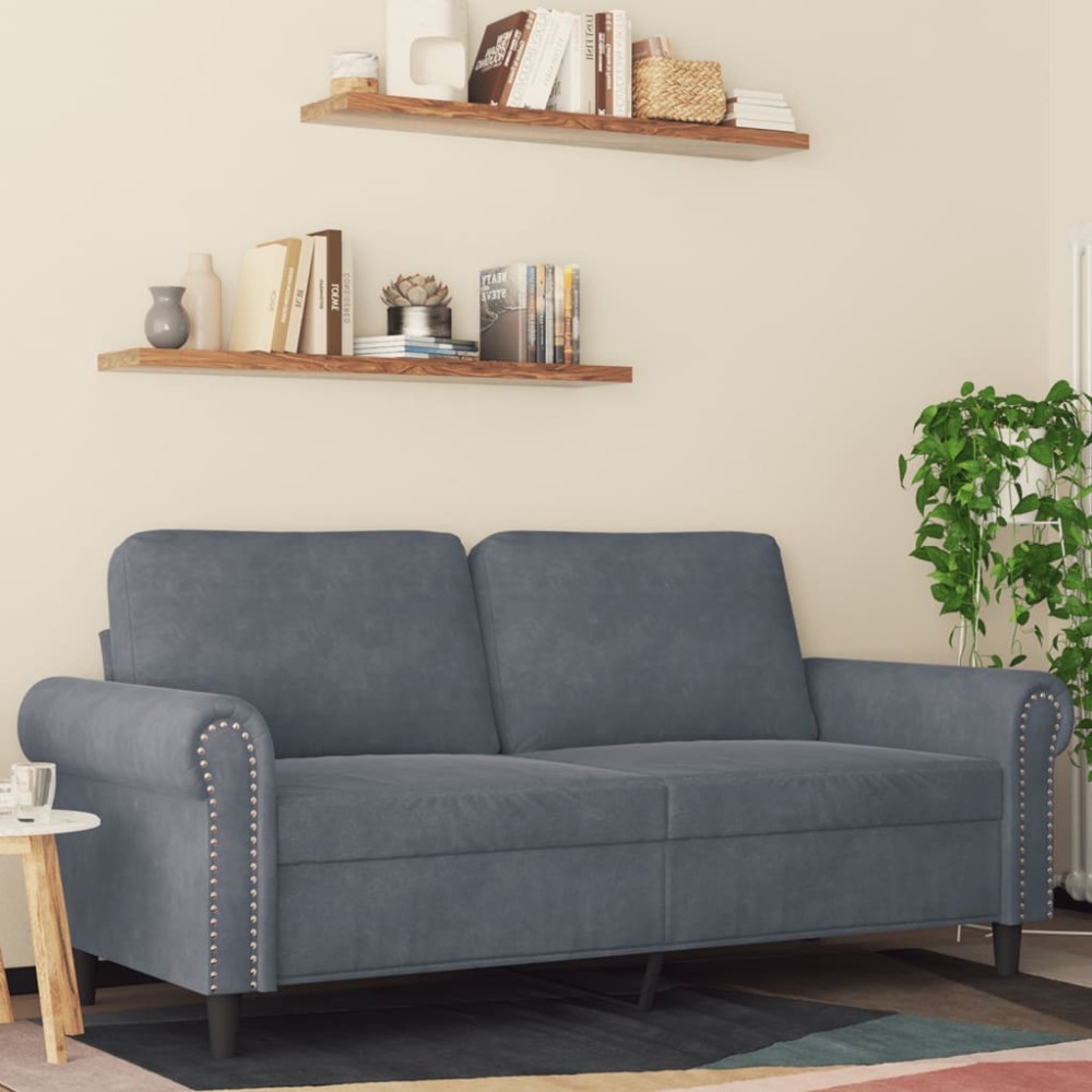 vidaXL Canapea cu 2 locuri, gri închis, 140 cm, catifea