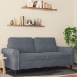 vidaXL Canapea cu 2 locuri, gri închis, 140 cm, catifea