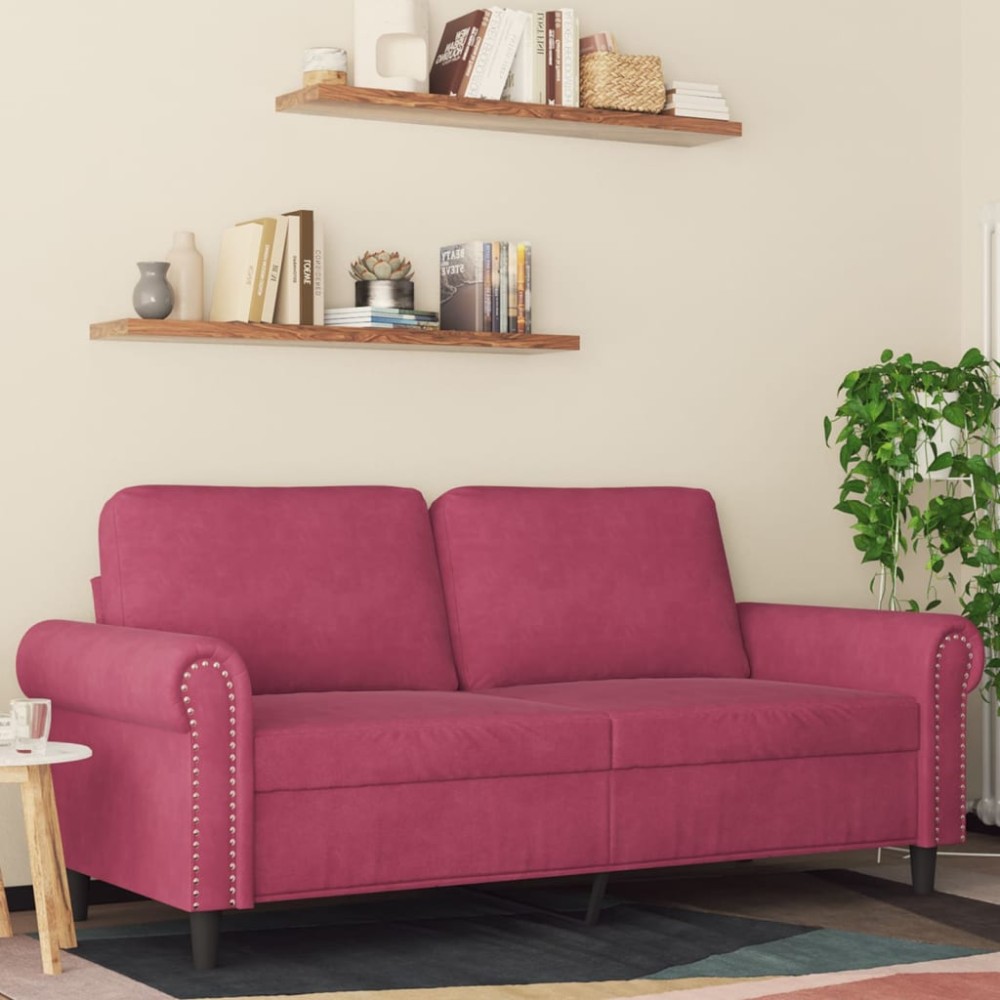 vidaXL Canapea cu 2 locuri, roșu vin, 140 cm, catifea