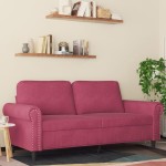 vidaXL Canapea cu 2 locuri, roșu vin, 140 cm, catifea
