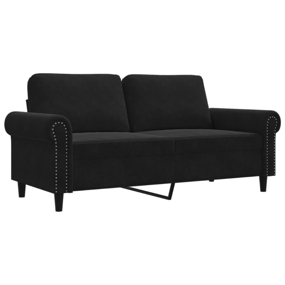 vidaXL Canapea cu 2 locuri, negru, 140 cm, catifea