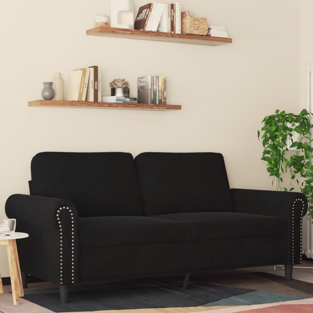 vidaXL Canapea cu 2 locuri, negru, 140 cm, catifea
