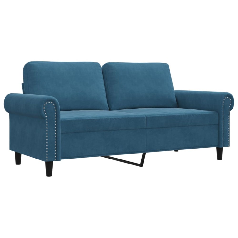 vidaXL Canapea cu 2 locuri, albastru, 140 cm, catifea