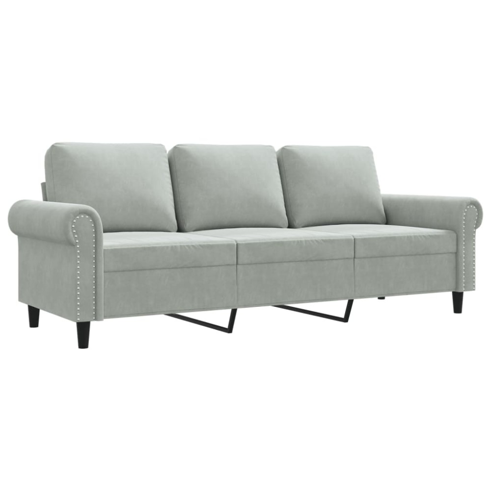 vidaXL Canapea cu 3 locuri, gri deschis, material 180CM catifea