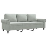 vidaXL Canapea cu 3 locuri, gri deschis, material 180CM catifea vidaXL Canapea cu 3 locuri, gri deschis, material 180CM catifea