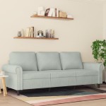 vidaXL Canapea cu 3 locuri, gri deschis, material 180CM catifea vidaXL Canapea cu 3 locuri, gri deschis, material 180CM catifea