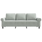 vidaXL Canapea cu 3 locuri, gri deschis, material 180CM catifea vidaXL Canapea cu 3 locuri, gri deschis, material 180CM catifea