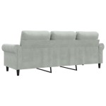 vidaXL Canapea cu 3 locuri, gri deschis, material 180CM catifea vidaXL Canapea cu 3 locuri, gri deschis, material 180CM catifea
