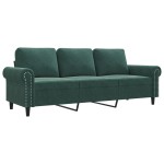 vidaXL Canapea cu 3 locuri, verde închis, 180 cm, catifea