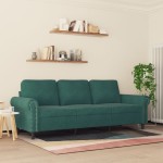 vidaXL Canapea cu 3 locuri, verde închis, 180 cm, catifea